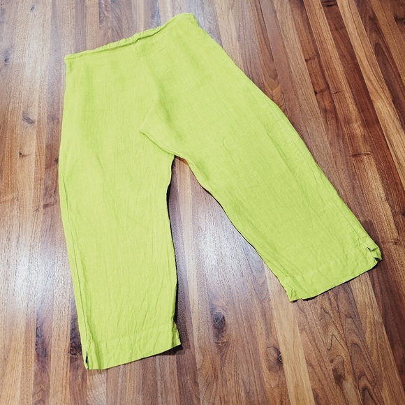 Bryn Walker Made in USA 100% Linen Cropped Lagenlook Pants Size XL